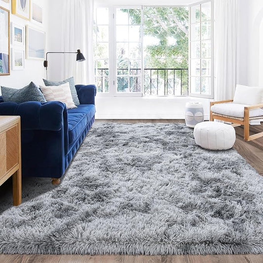 Rugs for Living Room 8x10, Soft Shaggy Modern Shag Area Rug for Bedroom, Upgrade Non-Slip Plush Fluffy Carpet for Kids Boys Girls Room Home Decor Aesthetic, Light Grey