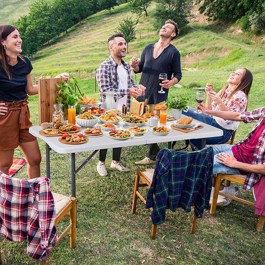 ZenStyle 4 ft Folding Table - 48"x24" White Rectangular Portable Plastic Table for Indoor, Indoor, Outdoor, Camping, Parties & Events | Lightweight Multi-Purpose Utility & Dining Table