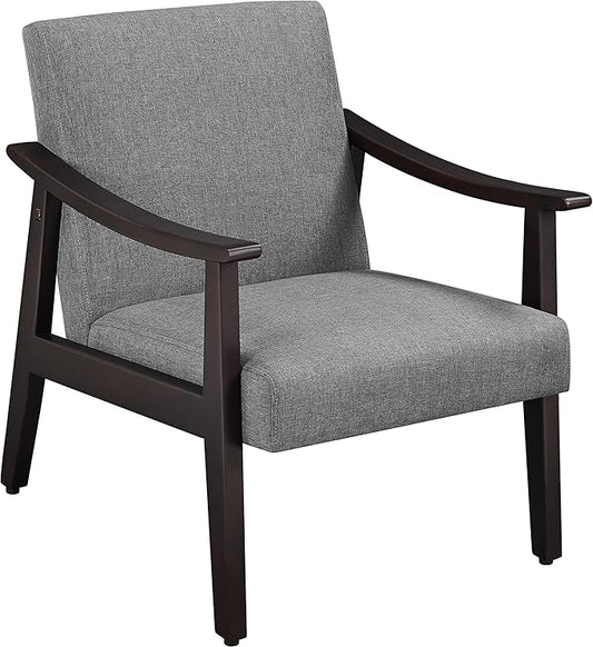 Yaheetech Accent Chair, Mid-Century Living Room Chair, Modern Linen Fabric Side Chair with High Back for Living Room/Office/Bedroom, Minimalist, Dark Gray