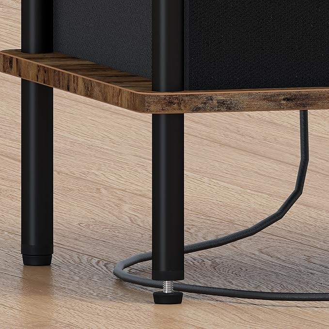 Small Side Table with Charging Station, Set of 2 End Table for Small Spaces, Slim Nightstand with Outlet,Sofa Beside Table,Living Room, Bed Room, Rustic Brown