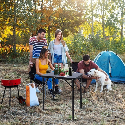 23”L×15”W×27”H Small Metal Folding Table, Picnic Camping Side Table for Outdoor Garden Patio - Portable Lightweight, Compact & Height Adjustable Grill Stand BBQ