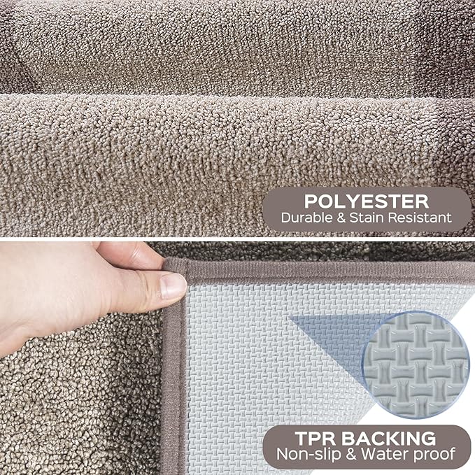 Machine Washable (24" x 36"+ 24" x 60"') Kitchen Rugs Set of 2, Non Slip Kitchen Mats for Floor, Absorbent Entrance Runner Rugs for Bedroom, Hallway, Bathroom, Door (Roll Packing)