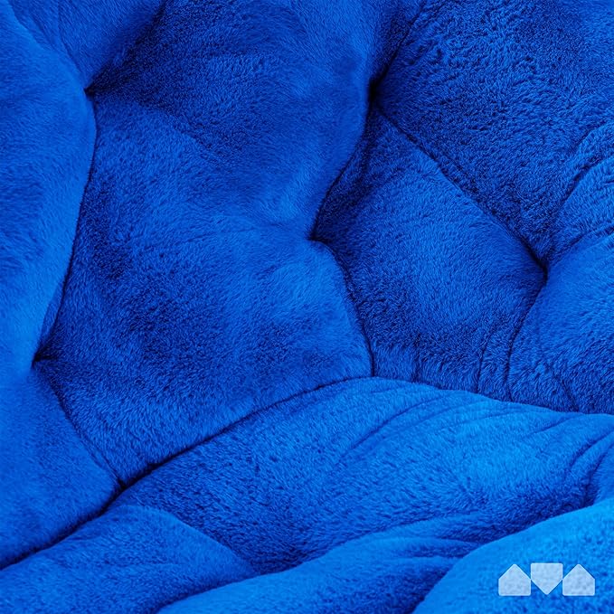 Milliard Saucer Chair for Adults, Teens & Kids, Royal Blue, Faux Fur XL Circle Chair for Bedroom, Dorm & Gaming, Foldable Comfy Accent Seat for Small Spaces, Folding Moon/Mushroom/Round Style