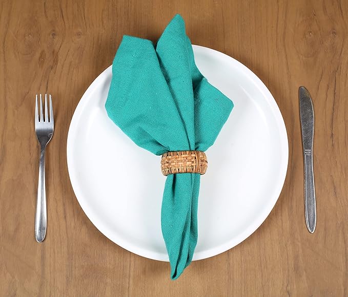 Boho Chic Dining décor Set of 12 - Handmade Napkin Rings Rustic Woven Rattan Napkin Holders for Dining Table, Weddings, Parties, Holiday Gatherings, and Everyday Use (Natural) - ALPHA Living HOME