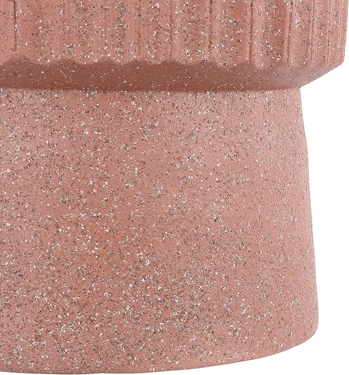 JONATHAN Y TBL1102C Louisa 19" Modern Art Deco Tambour Indoor/Outdoor Accent Table Art Deco, Minimalist, Contemporary, Bohemian, Mid-Century, Patio, Garden, Bathroom, Living Room, Pink Terrazzo Finish