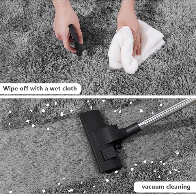 6‘x6’ Grey Round Rug for Bedroom, Ultra Soft Fluffy Circle Rug for Kids Girls Boys Room, Cute Shag Rugs for Living Room Playroom Teen Room Home Decor Rug