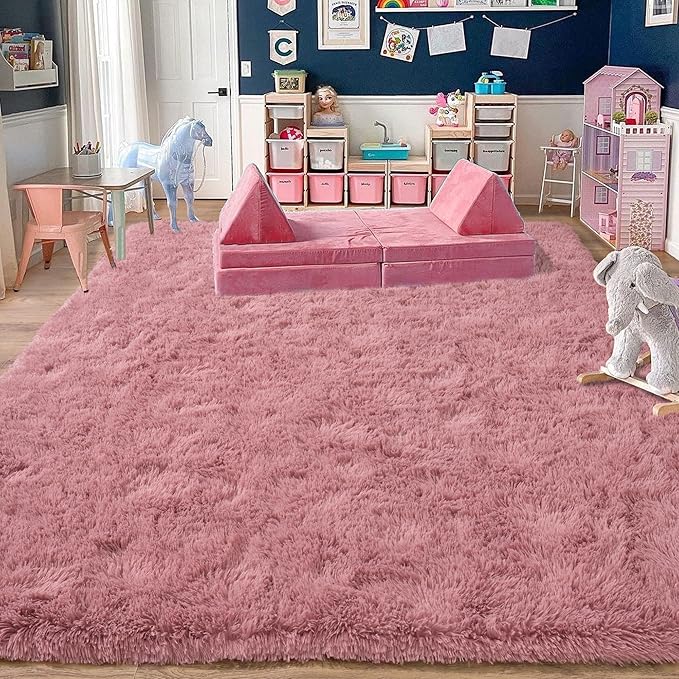 Rugs for Bedroom 4x6, Soft Shaggy Modern Shag Area Rug for Living Room, Upgrade Non-Slip Plush Fluffy Carpet for Kids Boys Girls Room Home Decor Aesthetic, Blush