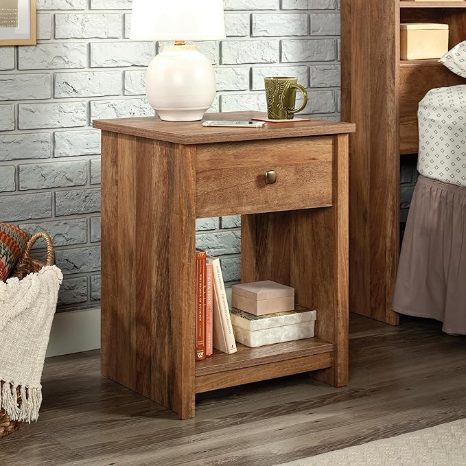 Sauder River Ranch Night Stand with Drawer, Farmhouse Nightstand, Sindoori Mango Finish