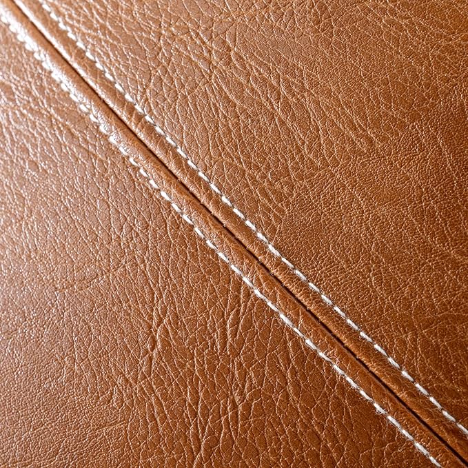 Fancy Homi 2 Packs Brown Boho Long Lumbar Faux Leather Body Decorative Throw Pillow Cover 14x36 Inch for Bedroom Couch Bed Bench, Hand Stitched Stylish Pillowcase, Rustic Modern Farmhouse Room Decor