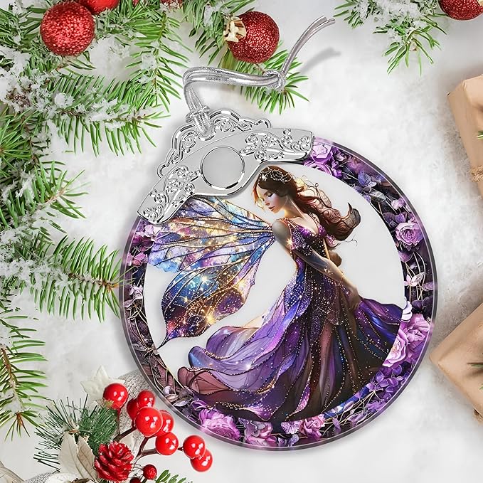 Christmas Stained Glass Fairy Ornament - Home Decor - Holiday Present Ideas - Gift Exchange - Beauteous Fairy