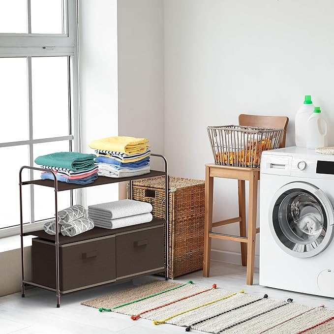 Simple Houseware 3-Tier Closet Storage with 2 Drawers, Brown