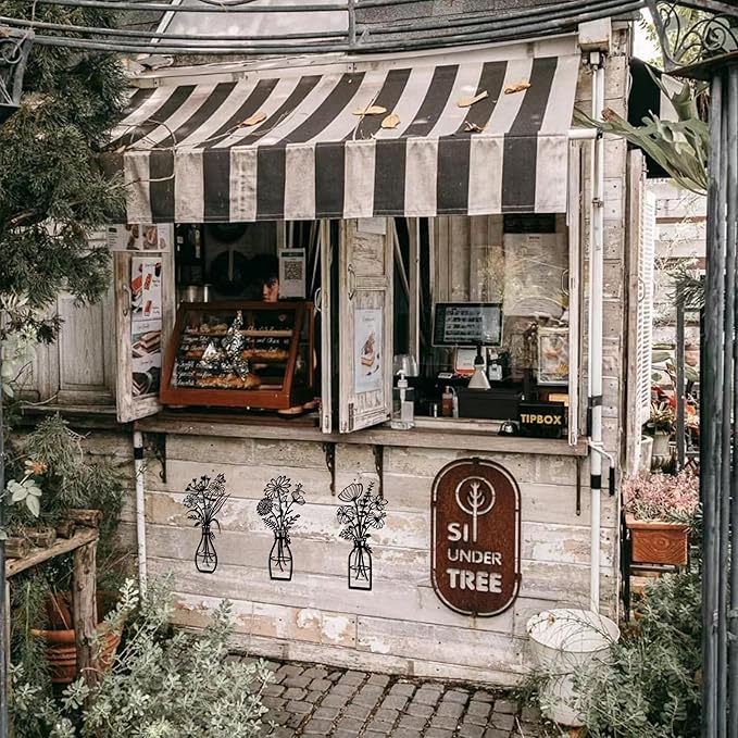 3 Pieces Metal Flowers Wall Art Decor, Farmhouse Minimalist Bathroom Wall Decors Sculptures for Living Room Dining Room Bedroom Housewarming Gifts