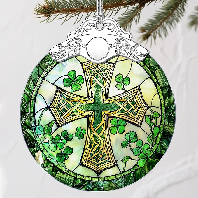 Stained Glass Cross Christmas Ornament: Christmas Tree Ornaments & Decor, Holiday Decor – Holiday Presents, Cross Gift, Religious Gifts, Christian Gift, and Gifts for Friends, Coworker, and Family