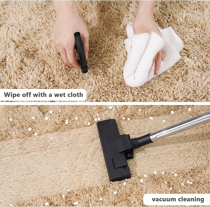 4'x4' Beige Round Rug for Bedroom, Ultra Soft Fluffy Circle Rug for Kids Girls Boys Room, Cute Shag Rugs for Living Room Playroom Tent Castle Home Decor Rug