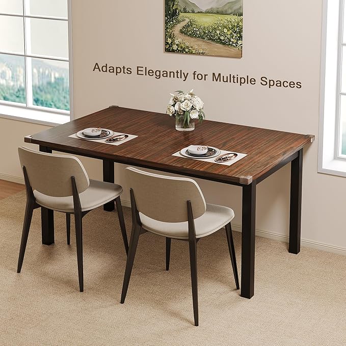 Modern Extendable Dining Table for 4-6, 63" Farmhouse Kitchen Table, Rectangular Dining Room Tables for Dining, Kitchen, Office, Living Room, Wooden Tables, Space Saving (Espresso)