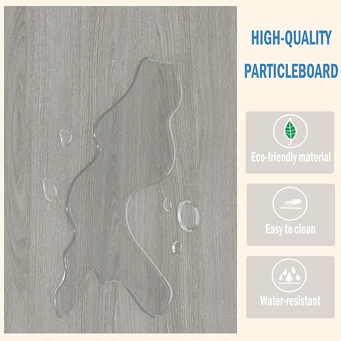 Large End Table Square Side Table Modern Sofa Table 20 Inch Industrial Coffee Table NightStand with 2-Tier Storage Shelf for Living Room Bedroom Oak Grey MLBZ06Z