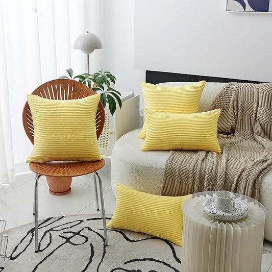 Home Brilliant Yellow Spring Pillow Covers 12x20 Lumbar Pillows Fall Decoration Supersoft Striped Decorative Pillow Cases for Couch Bench Sofa Winter Decor, 12 x 20 inch, Sundress