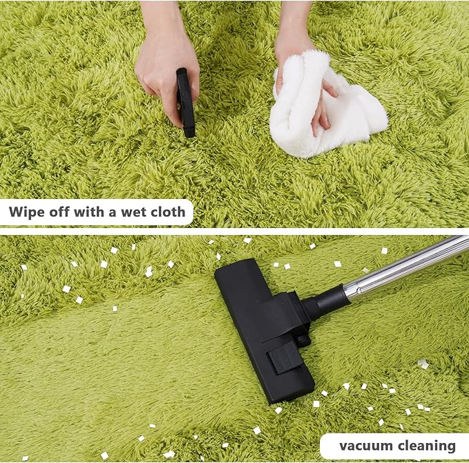 5'x5' Grass Green Round Rug for Bedroom, Ultra Soft Fluffy Circle Rug for Kids Girls Boys Room, Cute Shag Rugs for Living Room Playroom Tent Castle Home Decor Rug