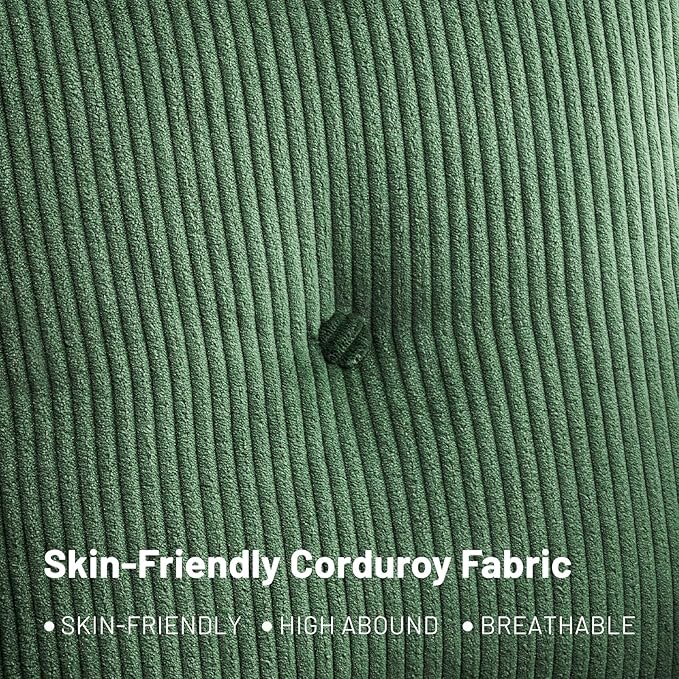 Furniliving Large Accent Chairs for Living Room Comfy Sofa Chairs with Pillow Lounge Chair Reading Chair with Metal Frame Upholstered Accent Chairs Room Side Chair, Soft Cushion, Corduroy, Green