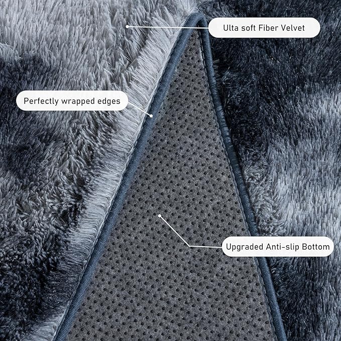 Rugs for Living Room 5x7, Soft Shaggy Modern Shag Area Rug for Bedroom, Upgrade Non-Slip Plush Fluffy Carpet for Kids Boys Girls Room Home Decor Aesthetic, Blue Grey