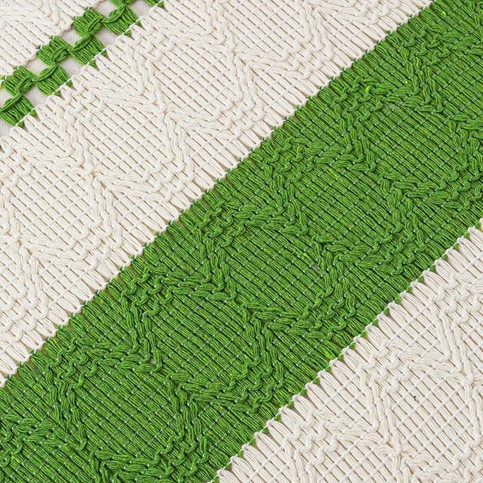 Fancy Homi Set of 2 Boho Lime Green Decorative Throw Pillow Cover 18x18 Inch for Couch Bed Sofa, Aesthetic Modern Organic Farmhouse Home Decor, Soft Cotton Cute Accent Macrame Woven Cushion Case