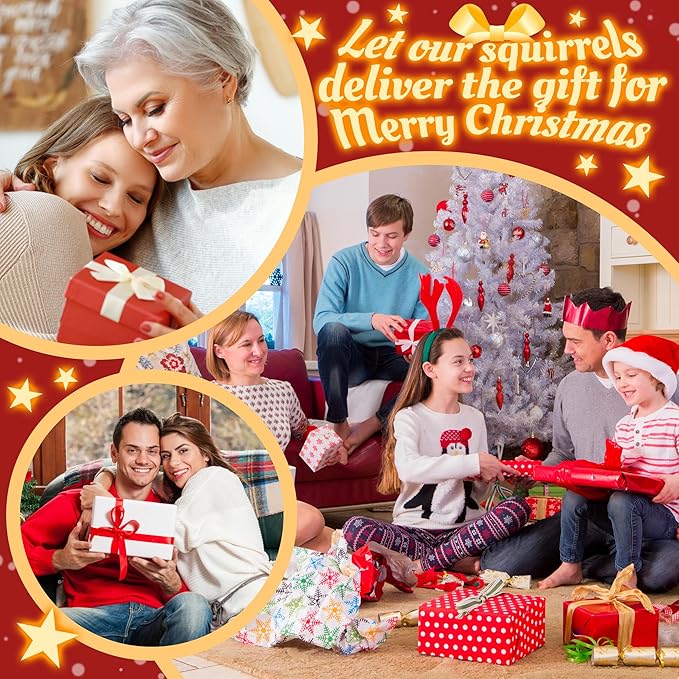 Christmas Squirrel Statue for Home Decor, Ideal for Holiday Cheer, Christmas Figurine Indoor for Shelf Mantel Winter Table Centerpiece, Birthday Gift for Women