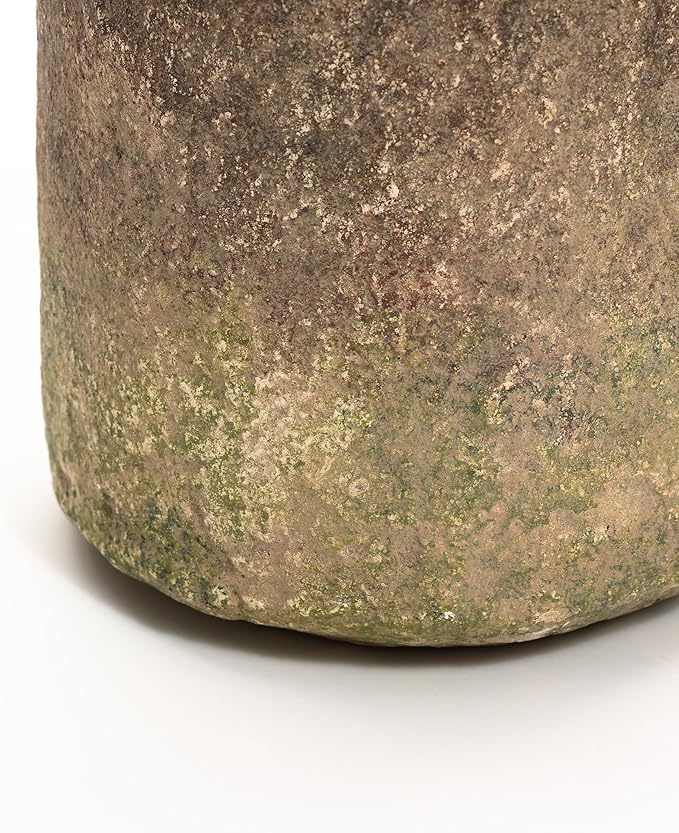 LuxenHome Rustic Vintage Cement Vase,Farmhouse Flower Vase for Room Decor Dining Table Decor,Ginger Root Brown Cement 11-Inch Tall Cylinder Vase Entry Way Table Home Decor Living Room Decor