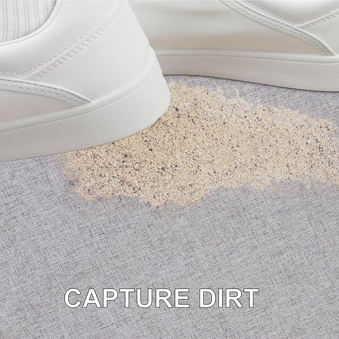 Indoor Door Mat, 1/10 in Ultra Thin Door Mat, Non-Slip Natural Rubber Backing Inside Doormat, Washable, Low-Profile Entrayway Mats, Durable Dirt Trapper for Various Entrance, 30''X17'' Grey