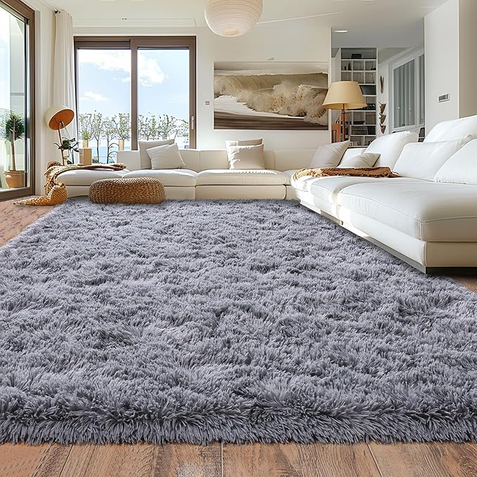 Rugs for Living Room 5x7, Soft Shaggy Modern Shag Area Rug for Bedroom, Upgrade Non-Slip Plush Fluffy Carpet for Kids Boys Girls Room Home Decor Aesthetic, Grey