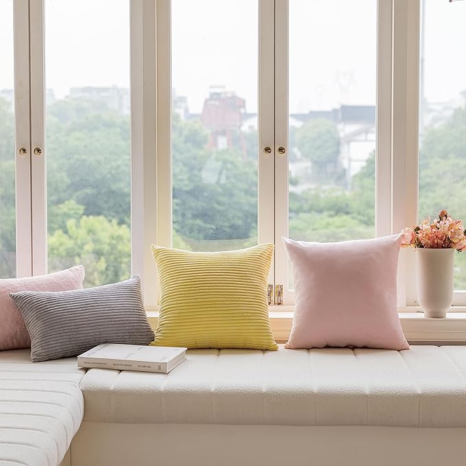 Home Brilliant Yellow Spring Pillow Covers 12x20 Lumbar Pillows Fall Decoration Supersoft Striped Decorative Pillow Cases for Couch Bench Sofa Winter Decor, 12 x 20 inch, Sundress