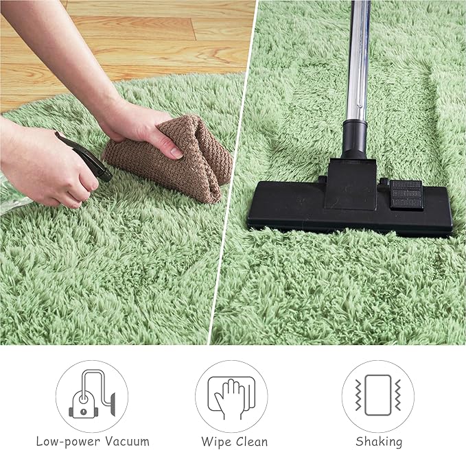 Round Fluffy for Bedroom Rugs, 5Ft Sage Green Shag Circle Rug Non-Slip for Kids Girls Boys Bedroom Dorm Nursery Playroom, Soft Cute Area Rugs for Living Room Decor