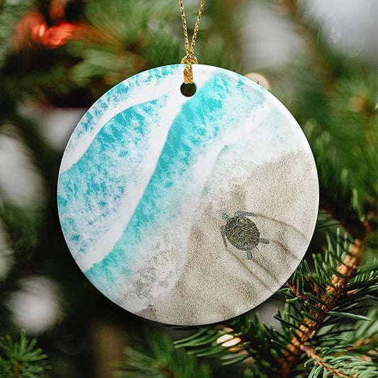 Sea Turtle Christmas Ornaments 2025 Sea Turtle Ornament Holidays Ornaments Beach Christmas Tree Ornaments Hanging Accessories Navidad decoracion Xmas Gifts for Home Indoor Outdoor Decor