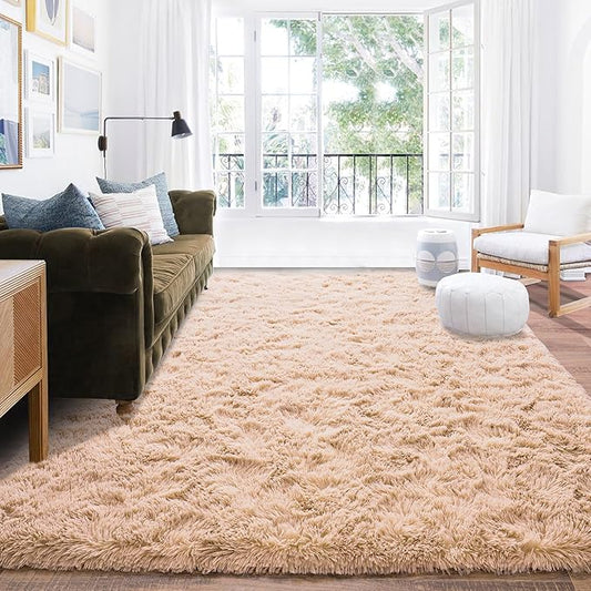 8x10 Area Rug for Living Room, Ultra Soft Large Shag Rug for Bedroom, Upgrade Non-Slip Plush Modern Fluffy Carpet for Kids Boys Girls Room Home Decor Aesthetic, Camel