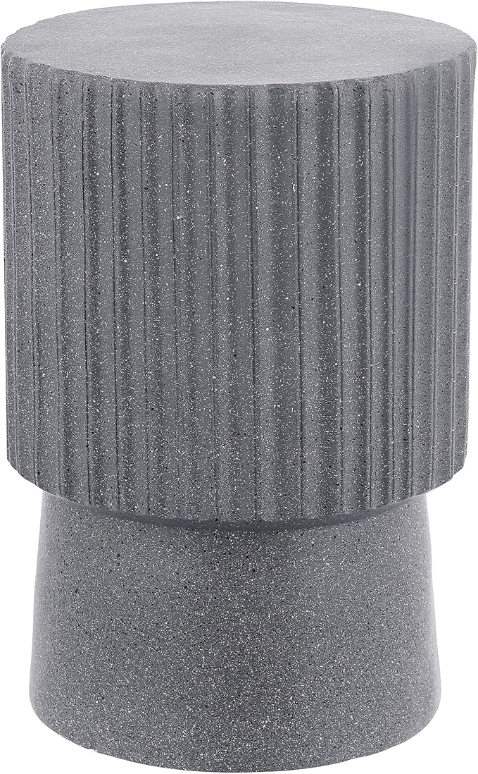 JONATHAN Y TBL1102A Louisa 19" Modern Art Deco Tambour Indoor/Outdoor Accent Table Minimalist, Contemporary, Bohemian, Mid-Century, Patio, Garden Room, Bathroom, Living Room, Gray Terrazzo Finish