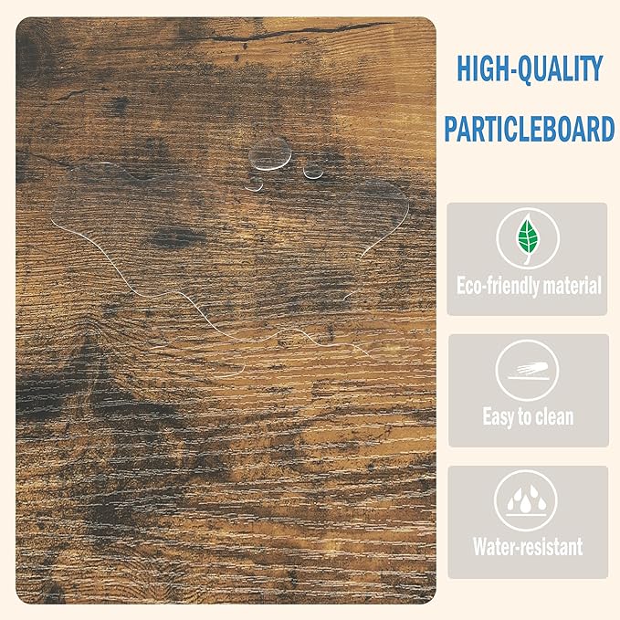 Large End Table Farmhouse Side Table Industrial Style Sofa Table Coffee Table Metal X Accent Wood End Table NightStand with Storage Shelf for Living Room Bedroom MLBZ16R