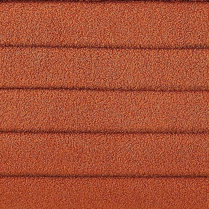 Storage Ottoman Bench End of Bed for Bedroom,43 inch Teddy Boucle Upholstered Entryway Shoe Seat Bench w/Storage,Sherpa Modern Cute Stool Foot Rest for Living Room,Window Seating,Orange