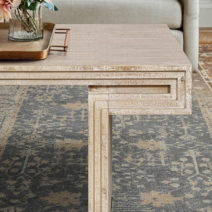 Coffee Table, 48" x 18" Rectangular Rustic Side Table Solid Wood Center Table Versatile Accent End Tea Table for Living Room Apartment, Oak