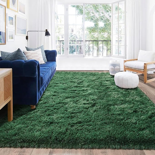 Rugs for Bedroom 4x6, Soft Shaggy Modern Shag Area Rug for Living Room, Upgrade Non-Slip Plush Fluffy Carpet for Kids Boys Girls Room Home Decor Aesthetic, Blackish Green
