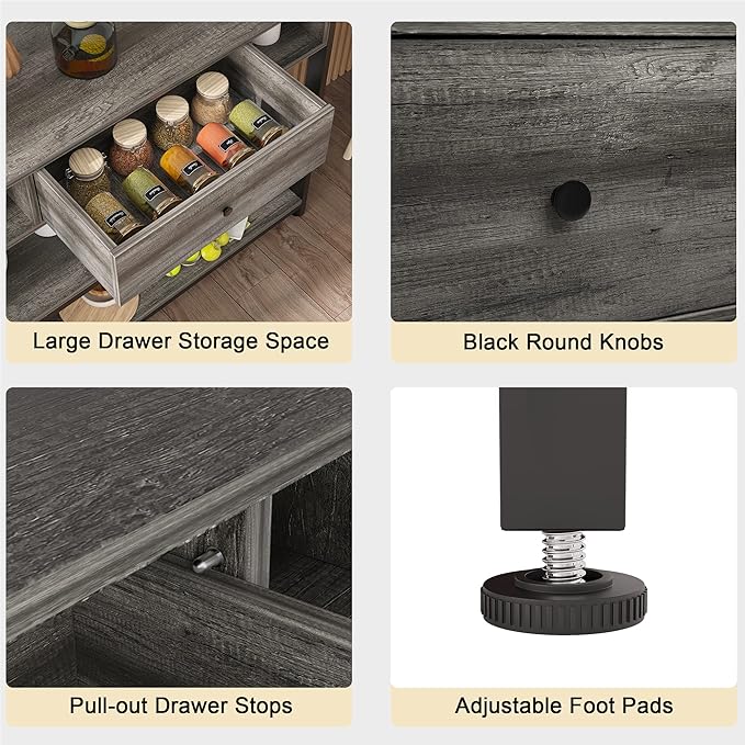 Mexin 47 Inch Console Sofa Table with Drawer, Industrial Entryway Table with Storage Shelves, Storage Organizer for Hallway Living Room Couch Foyer Kitchen Counter, Grey Oak