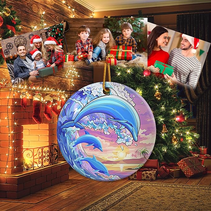 Dolphin Christmas Ornaments 2025 Dolphin Ornament Holidays Ornaments Beach Christmas Tree Ornaments Hanging Accessories Navidad decoracion Keepsake Xmas Gifts for Home Indoor Outdoor Decor