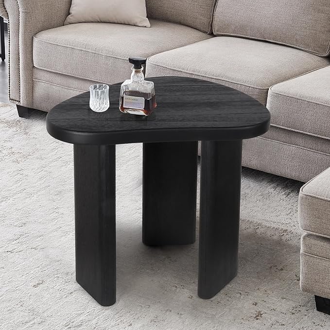 Oakrain Black End Tables, Wood Sofa Bed Side Table, Modern Nightstand for Bedroom, Small Coffee Table for Living Room