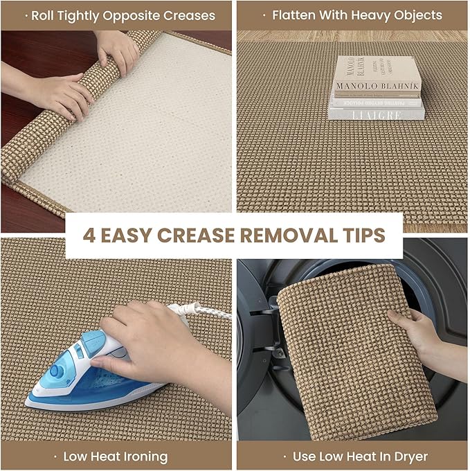 IOHOUZE Small Area Rug 2x3 Washable Woven Rugs for Entryway Non Slip Rubber Backed Kitchen Rugs Indoor Outdoor Doormat Throw Rug Floor Carpet for Entrance Front Door, Orange/Tan/Brown