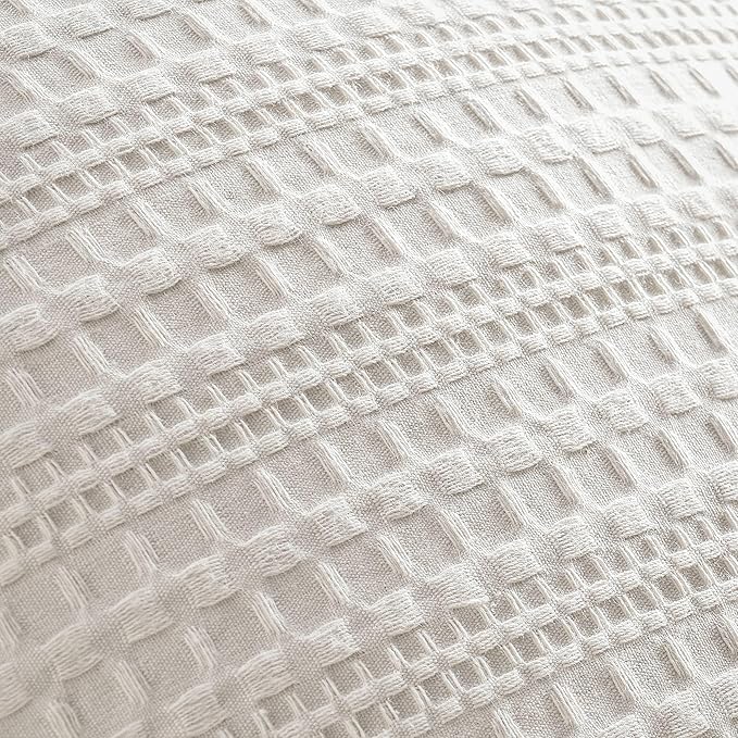 ZeeMart 100% Cotton Waffle Textured Throw Pillow Covers Set of 2, 24x24 Inch Ecru, Soft Farmhouse Decorative Couch Pillow Cases Beige Cushion Covers for Sofa Bed Living Room Home Decor