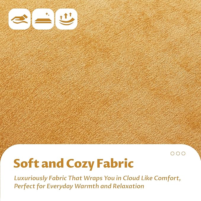 Set of 2 Upholstered Armless Accent Chair,Modern Comfy Living Room Chairs with Wooden Legs& Pillows,Lounge Sofa Side Chair for Bedroom Farmhouse Reading (Yellow, 2 PCS)