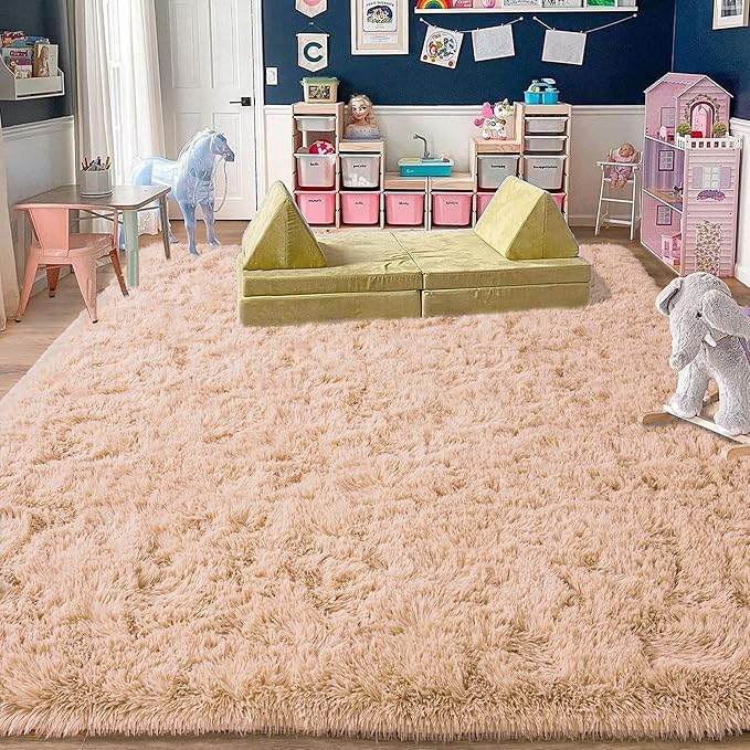 8x10 Area Rug for Living Room, Ultra Soft Large Shag Rug for Bedroom, Upgrade Non-Slip Plush Modern Fluffy Carpet for Kids Boys Girls Room Home Decor Aesthetic, Camel