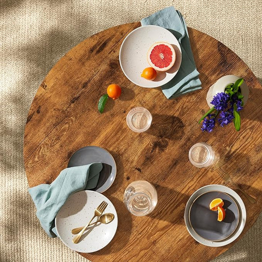 Best Choice Products Round 35.5in Dining Table for 4 w/Sturdy Wood Finish Steel Legs, Mid Century Modern, Space-Saving, Small Space Circle Dinette for Home, Kitchen, Apartment - Medium Brown