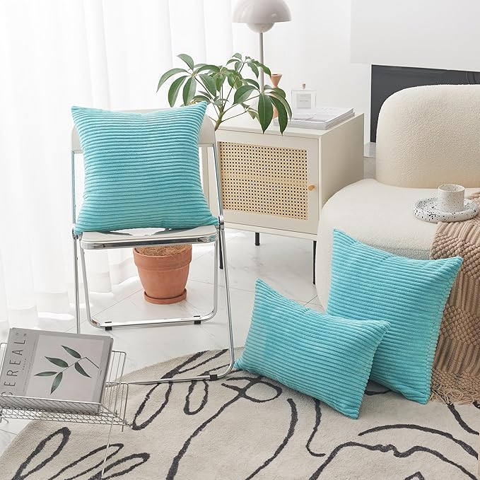 Home Brilliant Rectangle Pillow Covers 12x20 Teal, Decorative Lumbar Pillow Cover for Couch Bench Outdoor Furniture, 12 x 20 inch, Teal