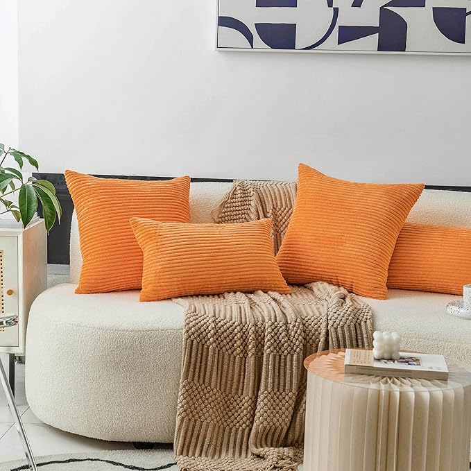 Home Brilliant Solid Accent Burnt Orange Pillow Covers Cases Solid Decorated Square Set of 2 Toss New Year Throw Pillow Covers for Couch Hoilday Party Decor Gift, 55cm, 22 x 22 Inch, Orange