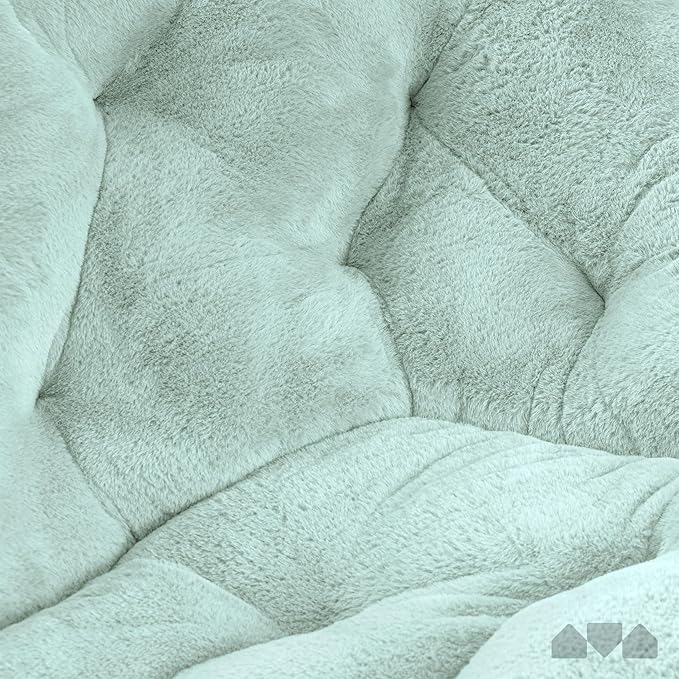 Milliard Saucer Chair for Adults, Teens & Kids, Mint, Faux Fur XL Circle Chair for Bedroom, Dorm & Gaming, Foldable Comfy Accent Seat for Small Spaces, Folding Moon/Mushroom/Round Oversized Style