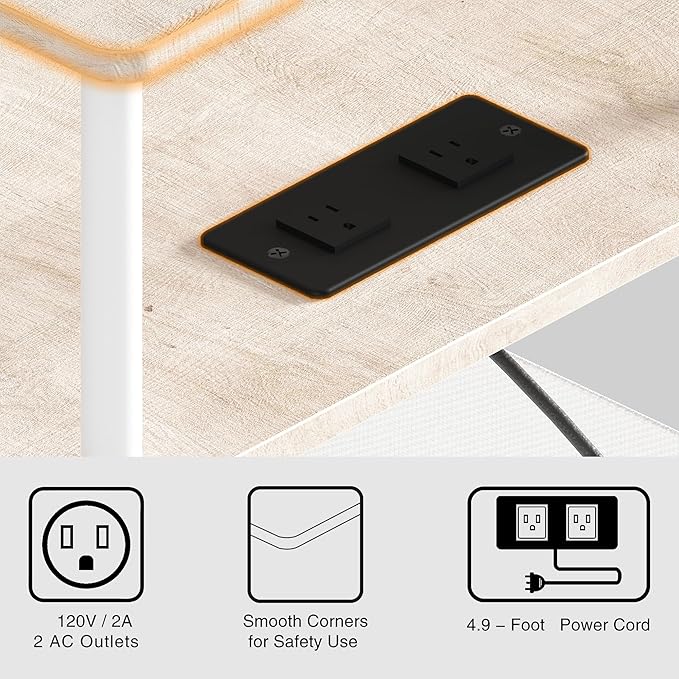 Small Side Table with Charging Station, Set of 2 End Table for Small Spaces, Slim Nightstand with Outlet,Sofa Beside Table, 3-Tier Storage Shelf,Living Room, Bed Room, Natrual Oak